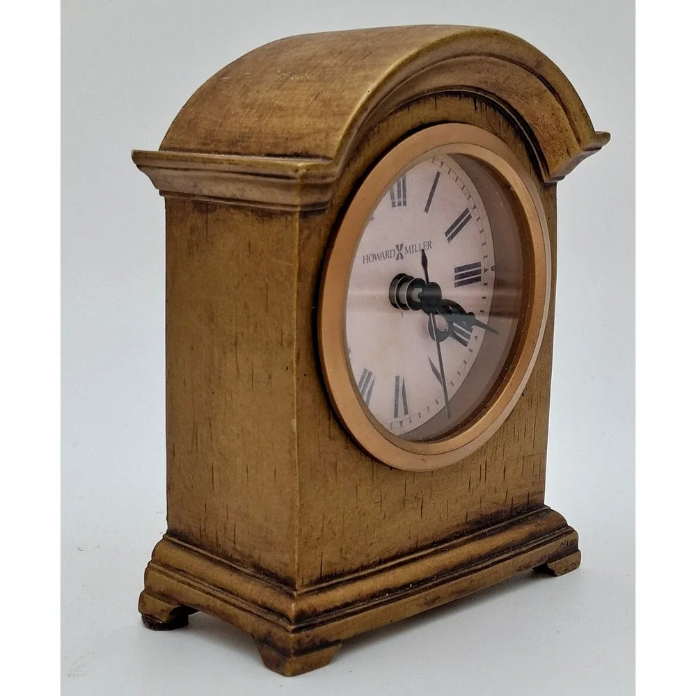 Howard Miller Mantel Clock Roman Numeral Wood Grain Finish Desk Clock C06450
